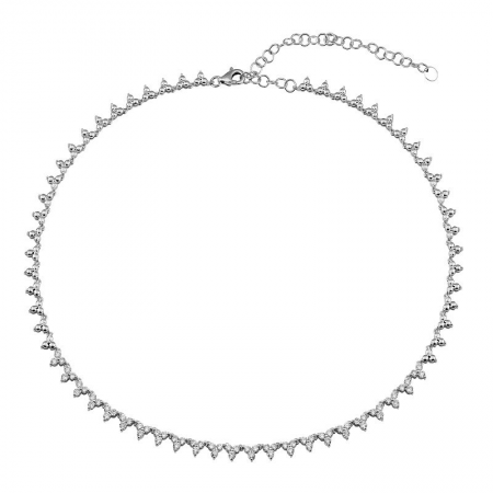 Trio Diamond Half Way Tennis Necklace