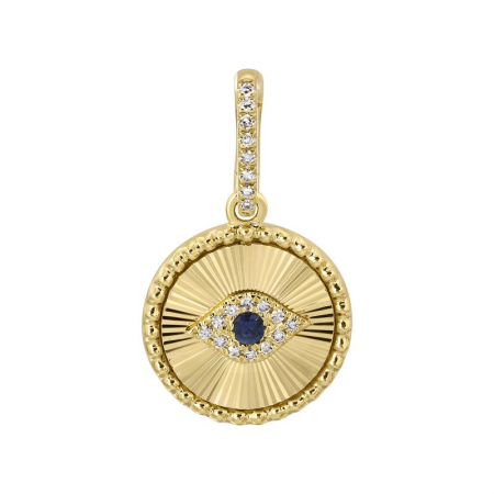 Fluted Evil Eye Diamond Necklace Charm