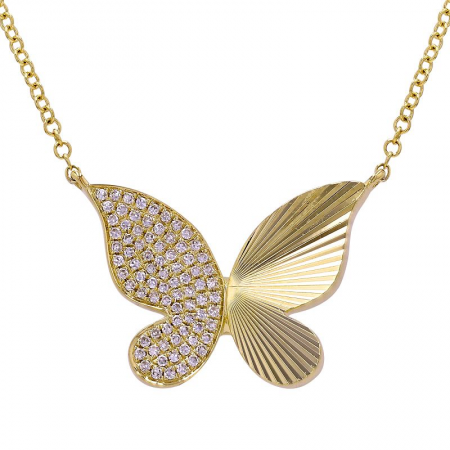 Fluted Butterfly Diamond Necklace