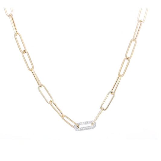 Paperclip Necklace with Diamond Link