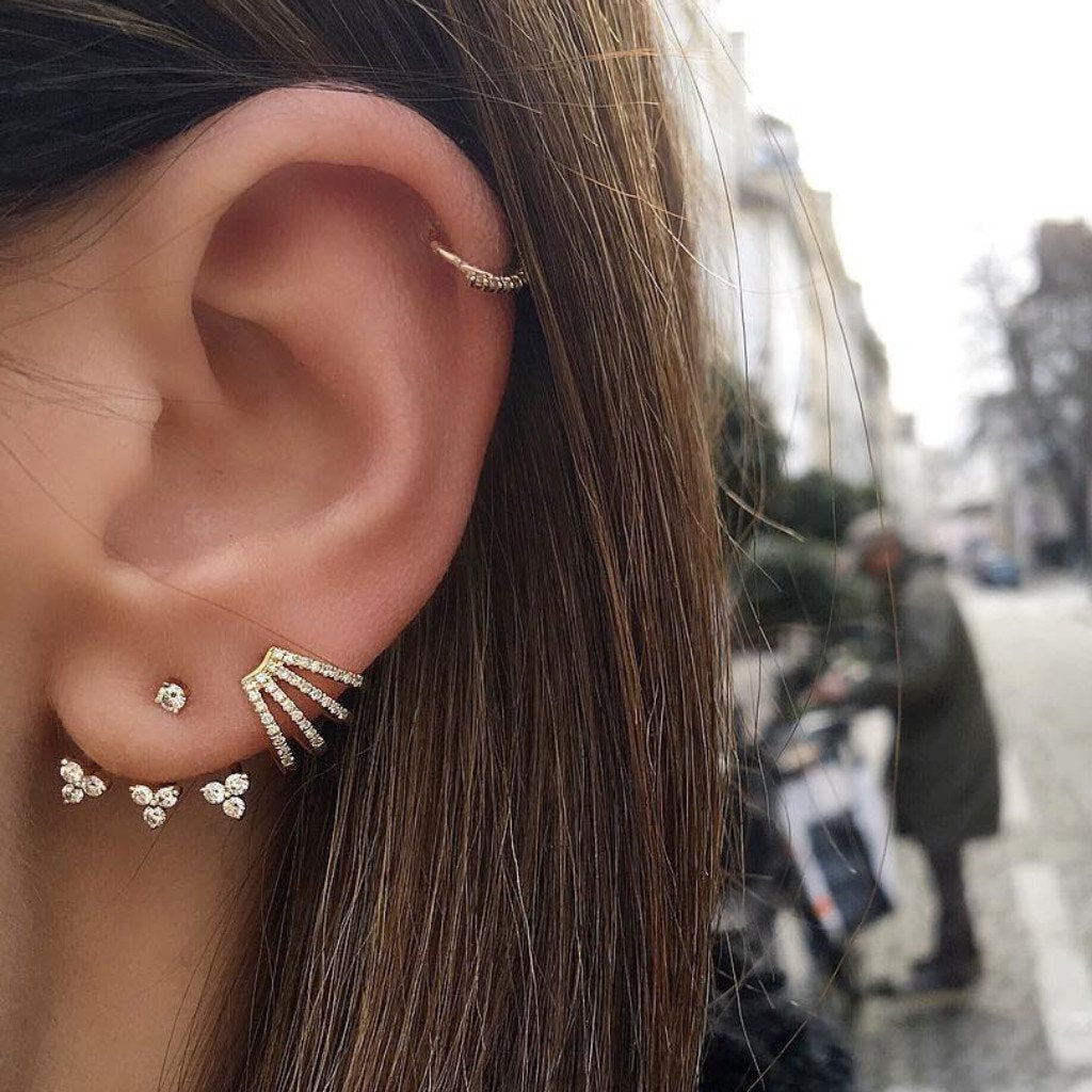 EF Collection Diamond Multi Huggie Earrings