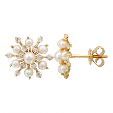 Starburst Diamond and Pearl Earrings