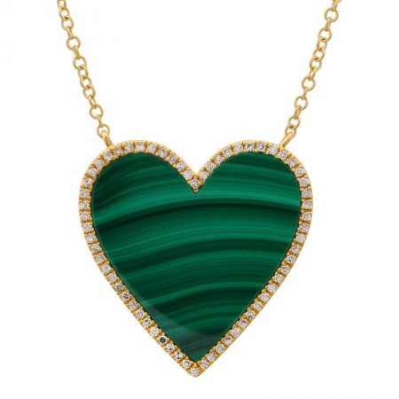 Nogama 14k Yellow Gold Malachite Heart Necklace