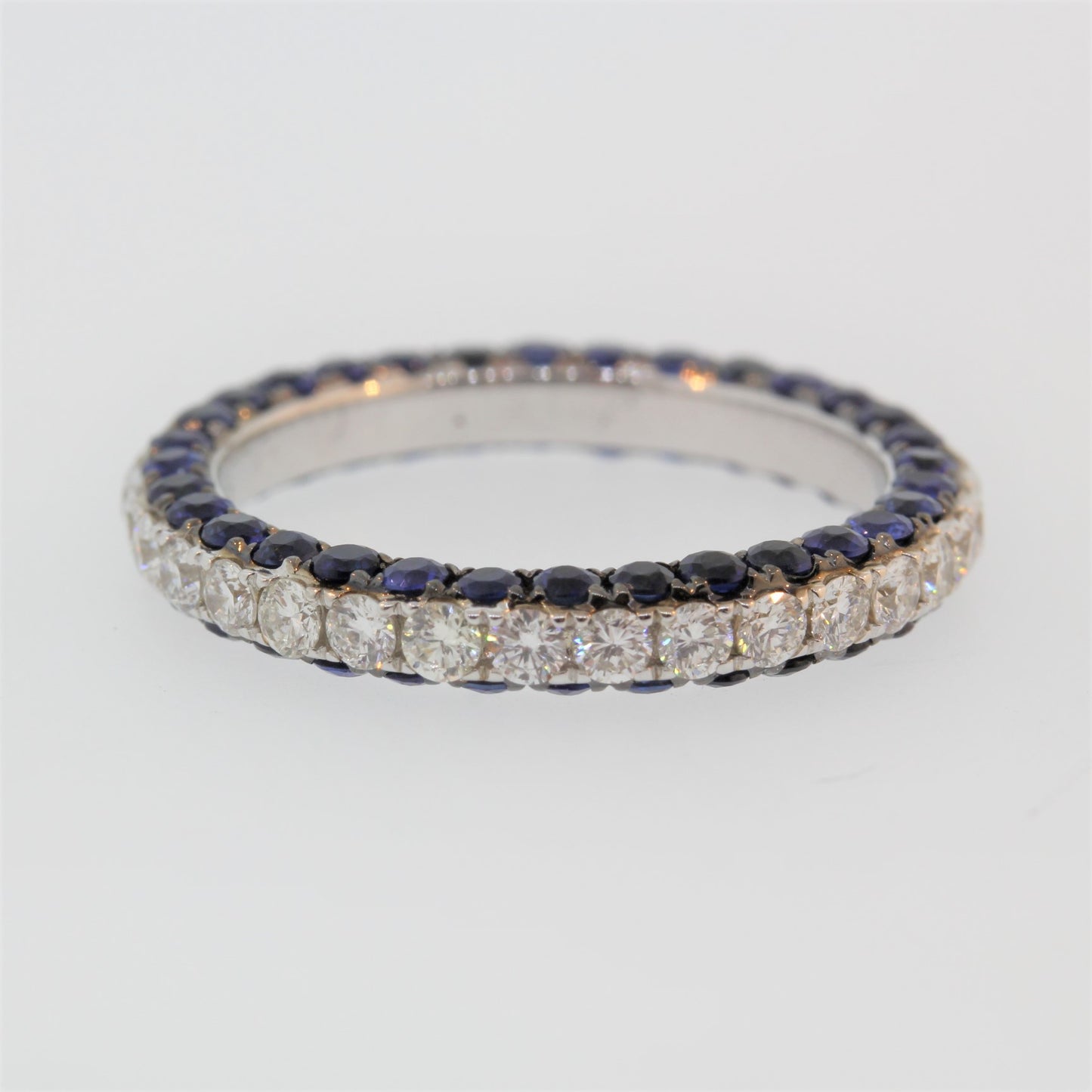 Pink Sapphire & Diamond 3 Sided Eternity Band