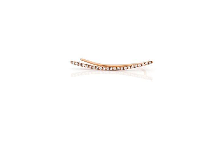 EF Collection Diamond Curved Bar ear Cuff