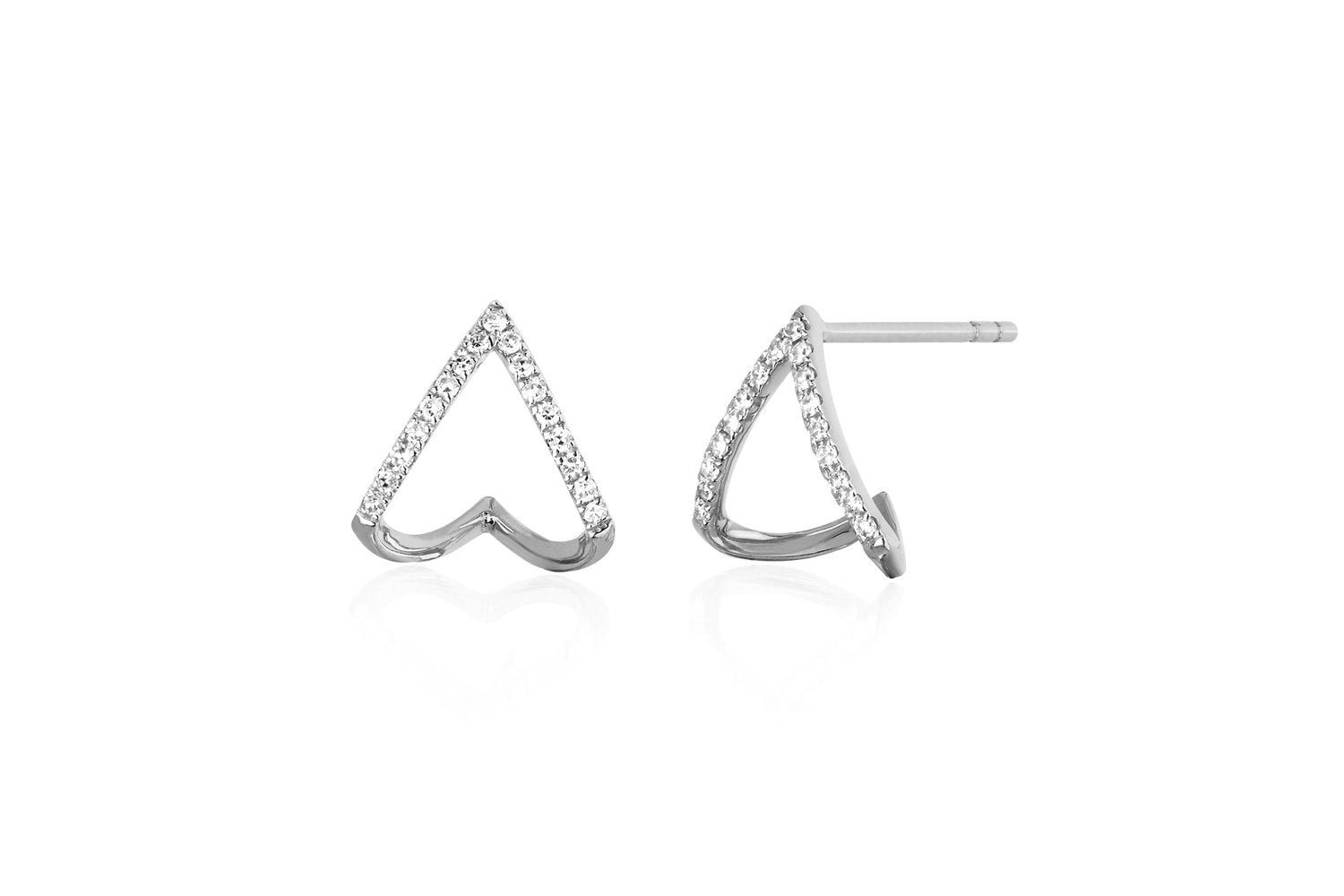 EF Collection Diamond Chevron Huggie Earring