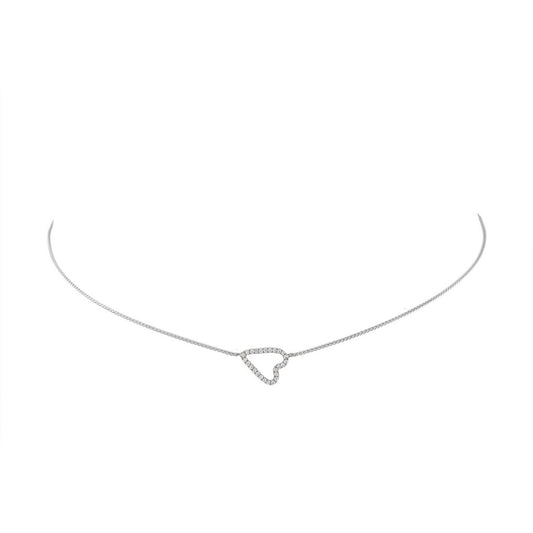 Jane Kaye Sideways Diamond Pave Heart Necklace