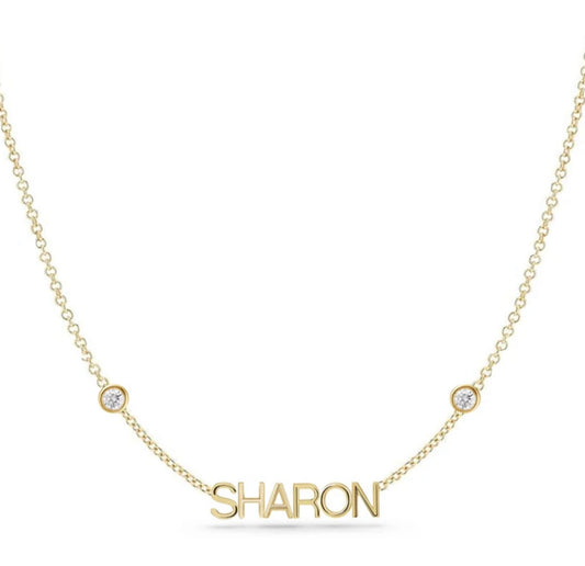 Two Bezels Name Necklace