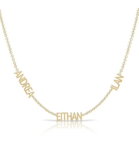 Custom Multiple Names Necklace with Diamond Bezel