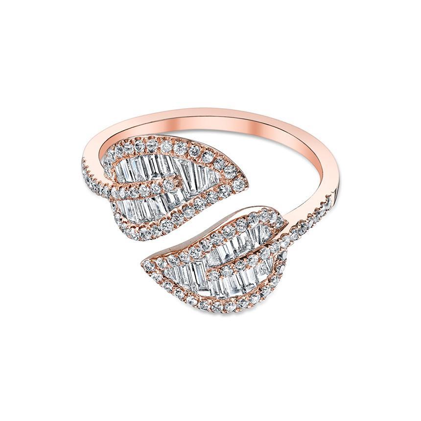 Nogama Rose Gold & Diamond Baguette Leaf Ring