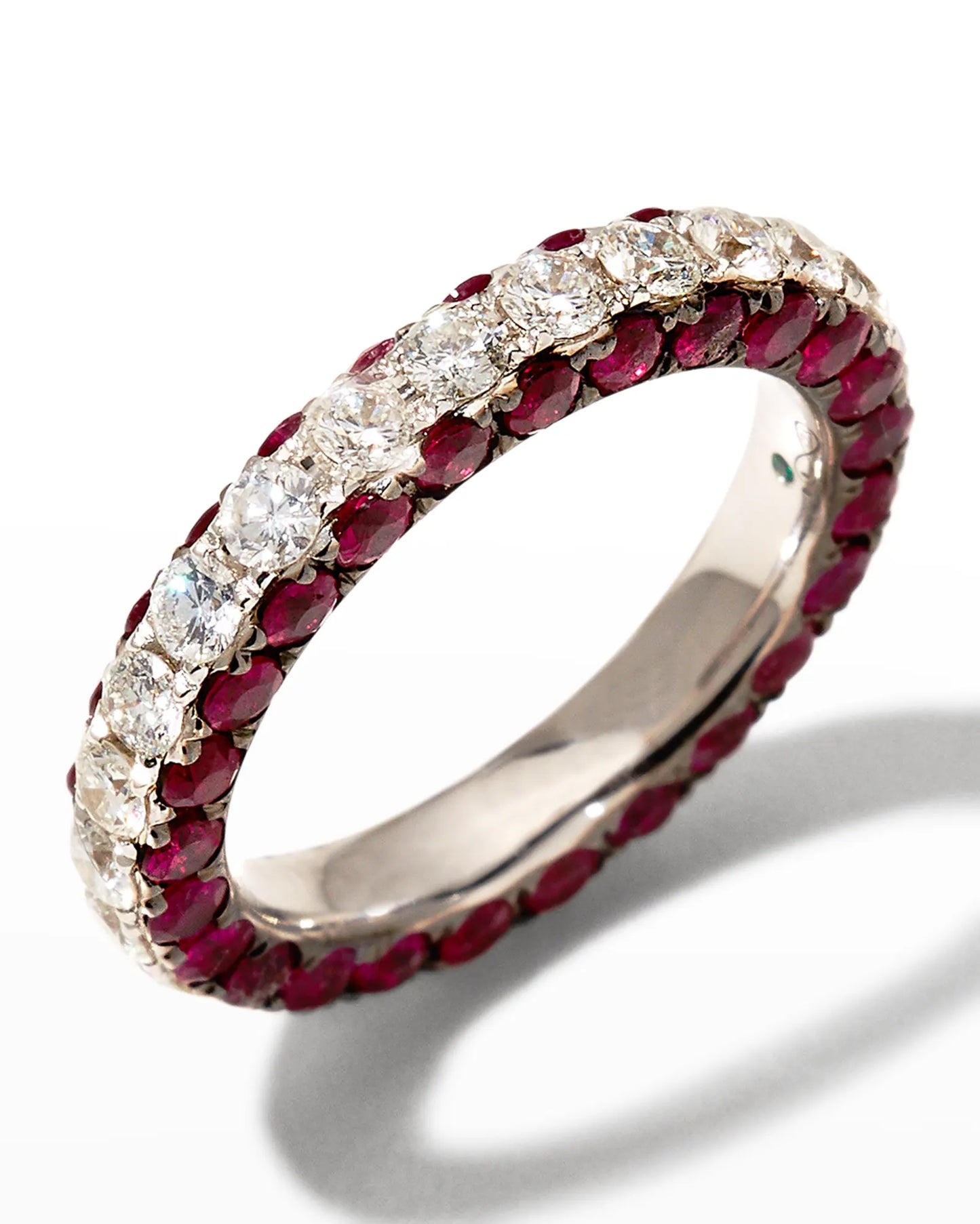 Pink Sapphire & Diamond 3 Sided Eternity Band