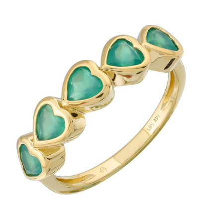 Heart Shape Green Agate Ring