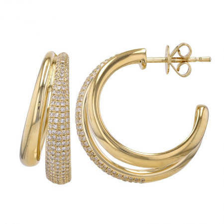 Gold Diamond J-hoop Earrings