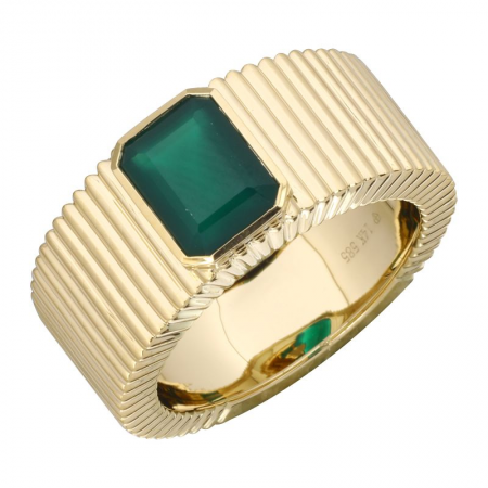 Green Agate Fluted Ring