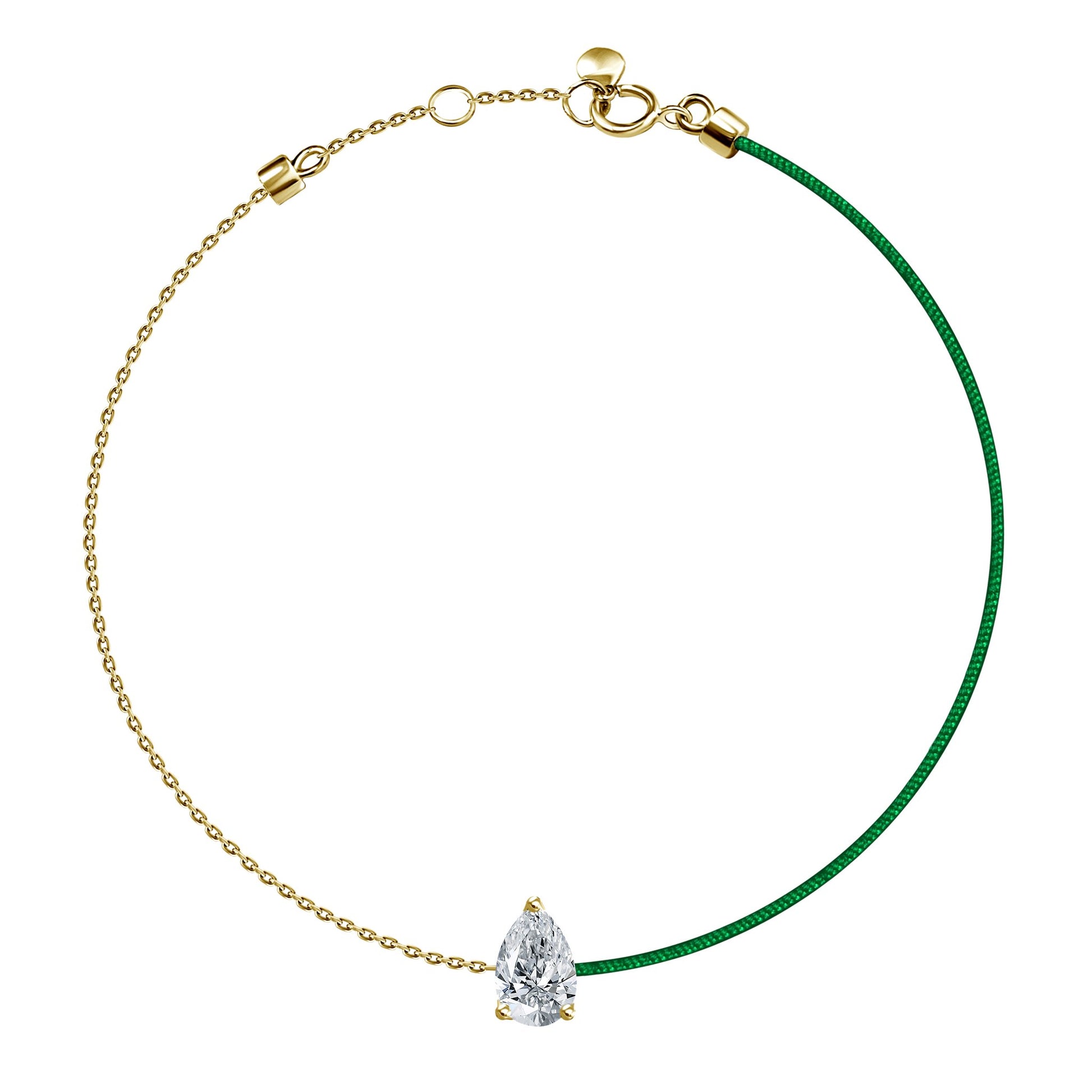 L'Arc Voyage Charm PM, 18K White Gold with Galerie Diamonds on Silk Cord Bracelet Caraïbes