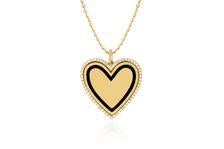 EF Collection Diamond and Black Enamel Heart Necklace