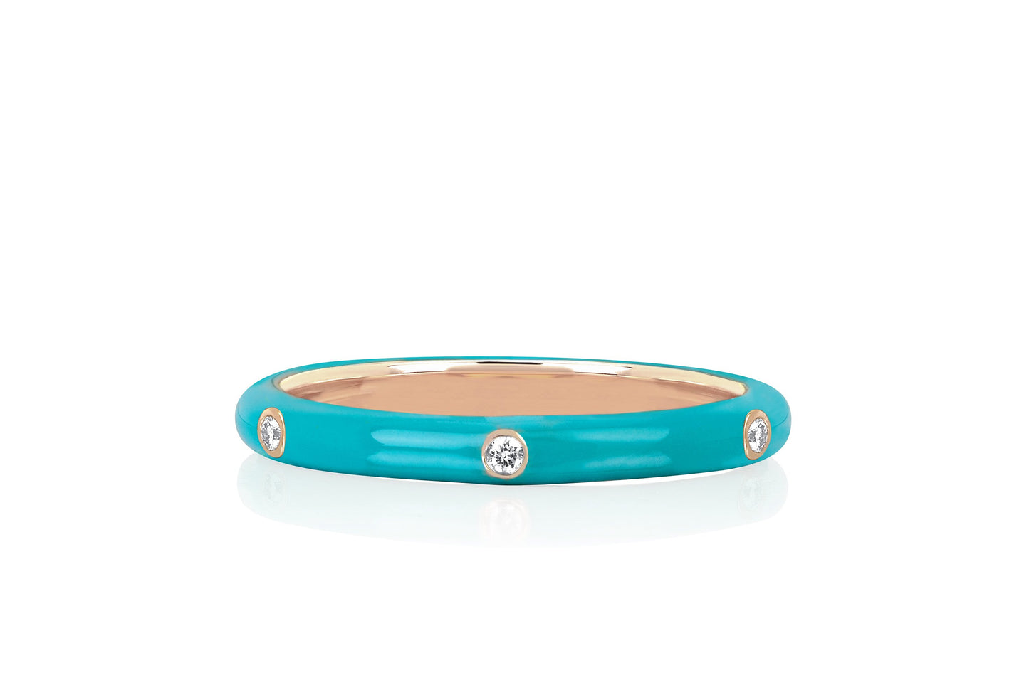 EF Collection 3 Diamond "Turquoise" Enamel Stack Ring