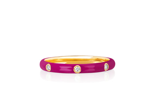 EF Collection 3 Diamond "Berry" Enamel Stack Ring