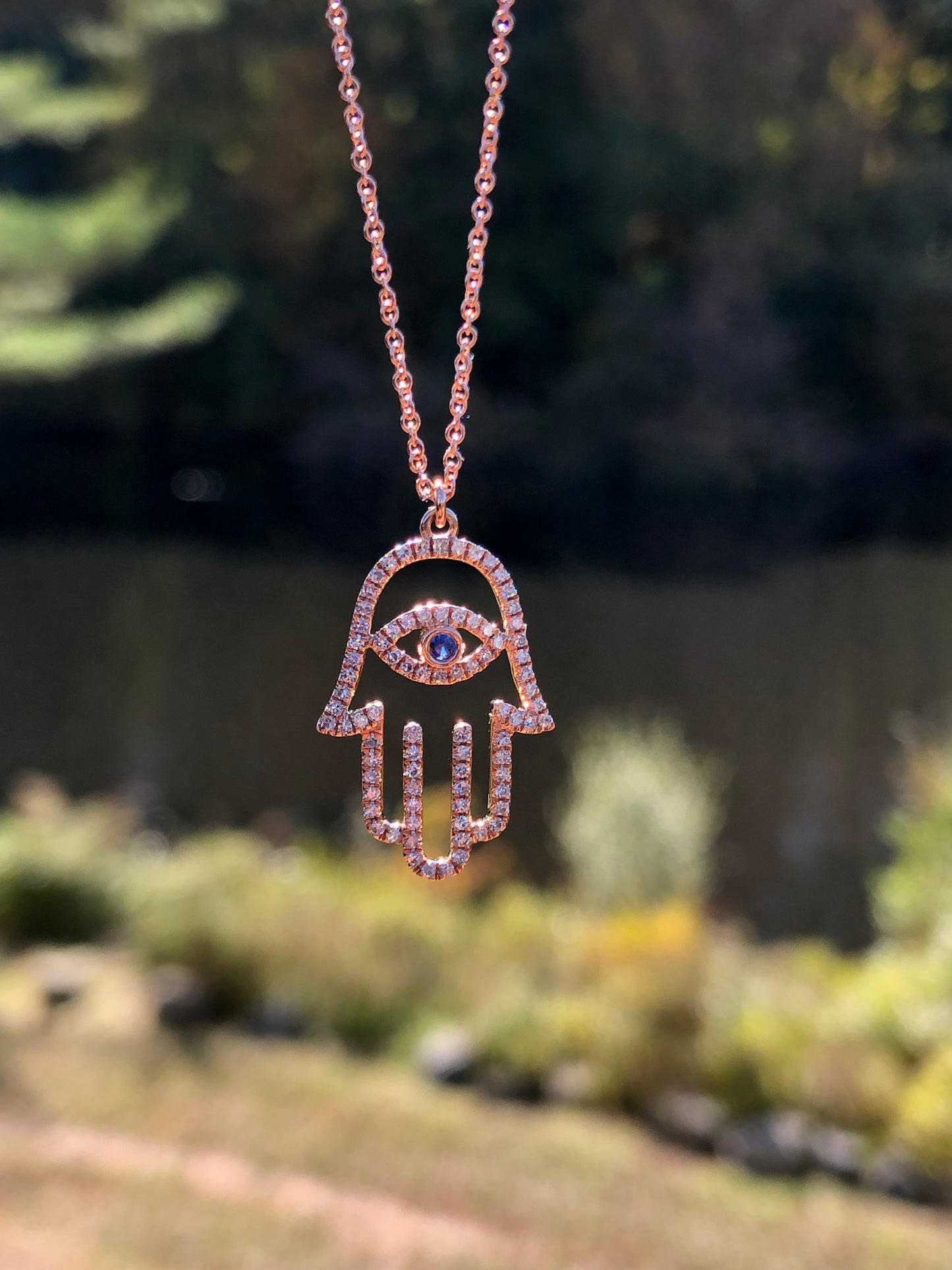 Nogama Diamond Hamsa Pendant Necklace
