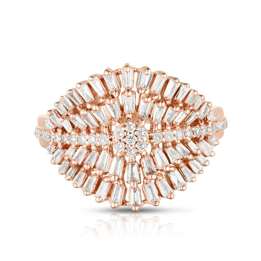 Luna Skye Feathered Baguette Diamond Ring