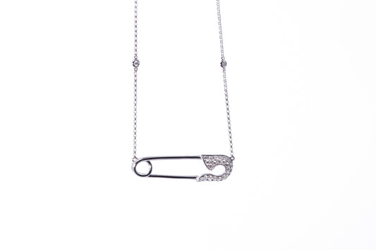 Diamond Safety Pin Necklace